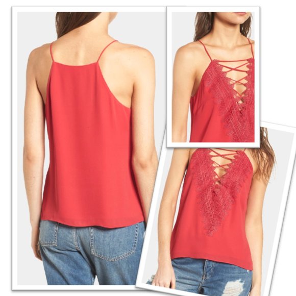WAYF Posie Strappy Camisole In Red Lipstick - Size S - Picture 1 of 16